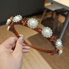 Double Layer Braided Hairbands Plastic Clip Headband Women Punk Pearl Headwear