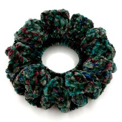 Peacock Crochet Velvet Scrunchies, Durable, Soft Polyester