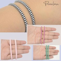 Parcelona Thin Stripes Ponytail Holder Stretchy Elastic Hair Ties for Women