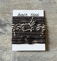 Women’s Boho Bohemian Hair Tie Elastics Dark Brown / Gray Braided Details