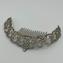 VTG Rhinestone Faux Pearl Hair Comb Bridal Formal Statement Headpiece Accessory