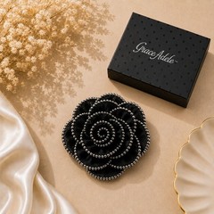NWOT Grace Adele Black Zipper Flower Brooch & Purse Clip
