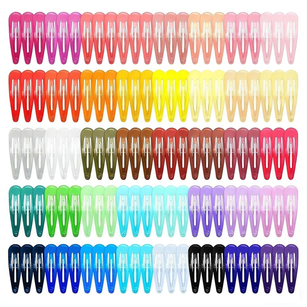 120PCS Colorful Snap Hair Clips 2” Metal Barrettes for Girls Women with Box