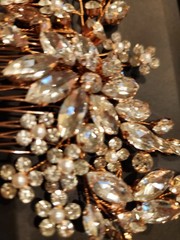 1 PC Catery Crystal Bride Wedding Formal Hair Comb Rhinestone Flower Rose Gold