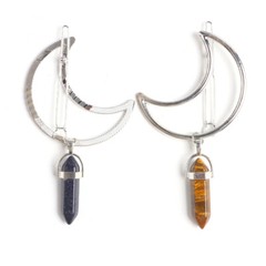 Geometric Crystal Moon Hair Clips Barrette Hexagonal Pendant Hair Accessories