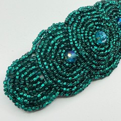 Statement Green Beaded Barrette Hair Clip Sparkly Boho Festival Accessory Gift