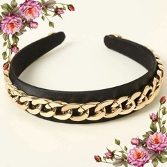 Black and gold metal chain hairband