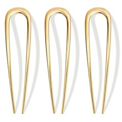 3 PCS French Hair Pins for Women, Metal 3 Count (Pack of 1), Gold