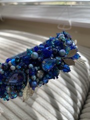 Handmade Swarovski Blue Crystal Beaded Headband Jeweled Hair Accessory