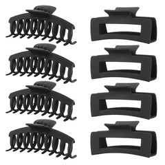 Black Hair Clips for Women -8 Pack 4.3 Inch Large Matte Banana Claw Clips for Wo