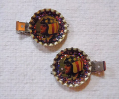 LOT Set TWO Metal Hair Clips Easy Rider Pop Bottle Tops Hand-Crafted Unique RaRe