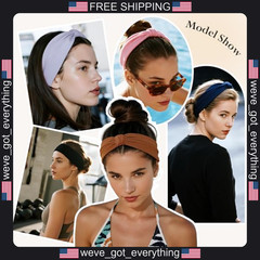 6 Pack Cotton Blend Wide Headbands for Women and Girls