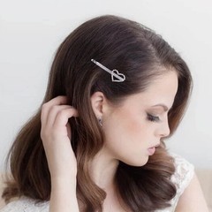 Crystal Love Hair Clip Barrette Vintage Rhinestone Hair Pin Love Heart Bobbry…