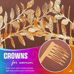 Gold Leaf Crown Tiaras Leaves Bridal Wedding Headband Festival Hair for and B…