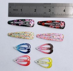 Floral pastel tone snap clips. Style # BA200. Set of 3 packs