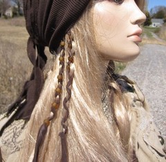 Ponytail Holders Genuine Leather Hair Wraps Ties Beads Hair ties Braided style