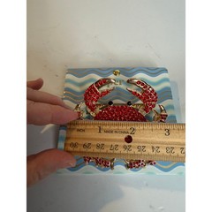 NEW Piper K Rhinestone Crab Hair Claw Clip Red Crystal Coastal Beach