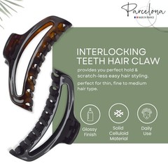 Parcelona French Slim Small Shell & Black Set of 2 Cellulose Jaw Hair Clips