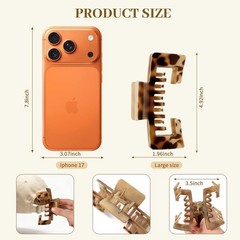 4 PCS Hat Claw Clip for Women, 5 Inch 1 Count (Pack of 4), Tortoise Shell
