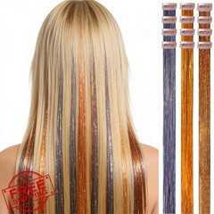 Celinabella Clip In Hair Tinsel 12 Pcs 23 Inch Mixed Colors
