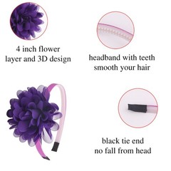 Chiffon Flower Hairbands with Teeth for Girls & Teens Pack of 15