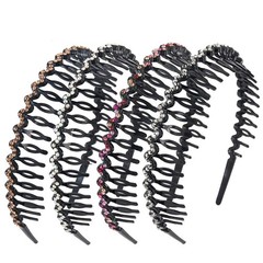 Rhinestone Crystal Teeth Comb Headbands NonSlip Hard Plastic Wave 4 PCS