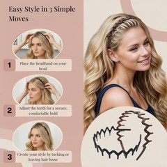 Zig Zag Headbands for Women Men, Non-slip Plastic Wavy Headband with Teeth