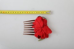 DOLCE & GABBANA Hair Comb Red Silk Floral Gold Brass Women Accessory RRP 1500usd