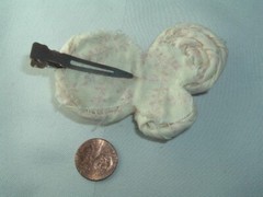 VINTAGE HAND MADE COILED FABRIC FAUX PEARL HAIR CLIP BARRETTE