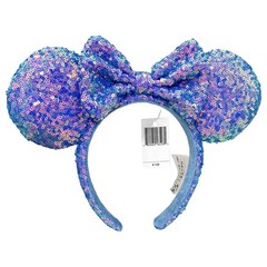 Disney` Parks Ribbon Blue Sequin Aurora Store Headband Minnie Ears Tokyo US POST
