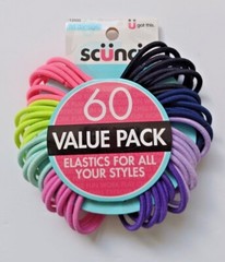 SCUNCI VALUE PACK – 60 Scunci Mixed Colors Hair Ties – Brand New Item – L@@K!!