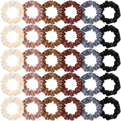 WILLBOND 30 Pcs Small Satin Silk Scrunchies Bulk for Women, Thin Hair Ties Mini
