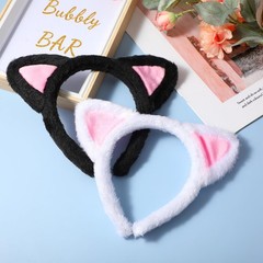 2Pcs Fuzzy Cat Ears Headband Plush Hair Hoops Soft Cat Ear Hairband Cute Makeup