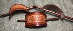 Hand Crafted leather barrette with stick