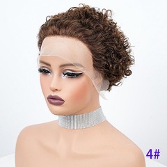1cmx13cm Lace Frontal 100% Human Hair Wavy Pixie Cut Full Wig for Women,9 colors