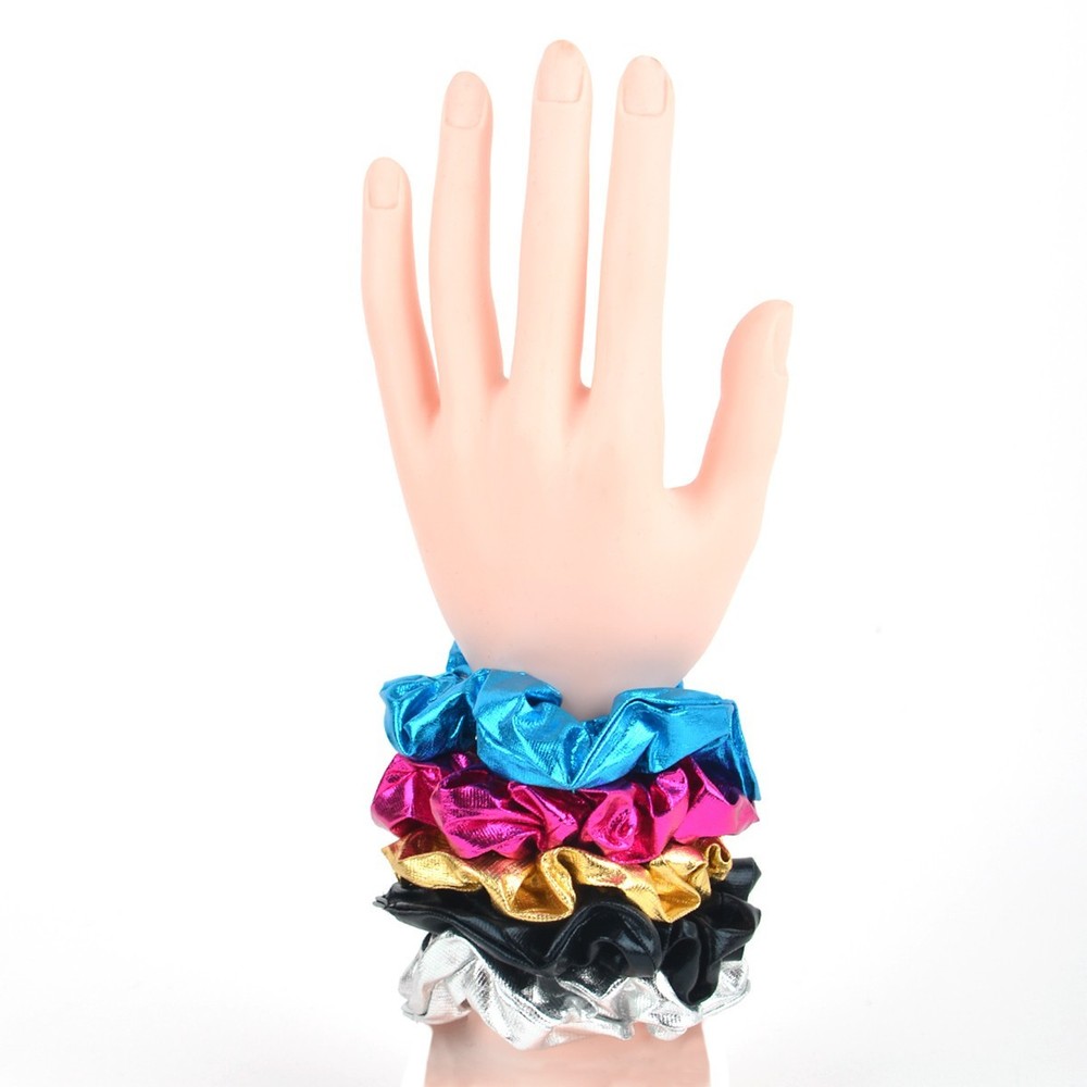 Nollia Set of 5 Metallic Scrunchies, Ponytail Holders