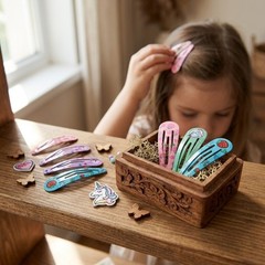 Mixed Color Teardrop Printed Snap Hair Barrettes 60Pcs Iron Alloy Hair Clips