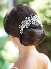 Catery Rhinestones Hair Comb Bridal 7.9×3.5 Inch (Pack of 1), SILVER