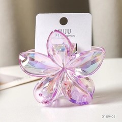 MUJU Flower Hair Claw Clip 8cm Plastic Glossy Solid Pattern Multicolor 7 PcsD189