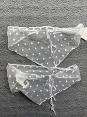 2x Headwrap Set Womens One Size White Lace Sheer Polka Dot Mesh Hair Scarf