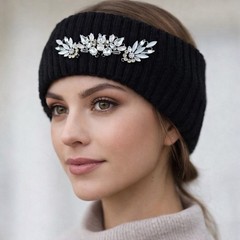 Juicy Couture black Headband Knit Ear Warmer Rhinestone New W/tag Ski Bling