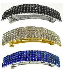 Set of 3 Large Vintage Bar Barrettes Sparkly Crystals ThickHair Barrettes-0004-3