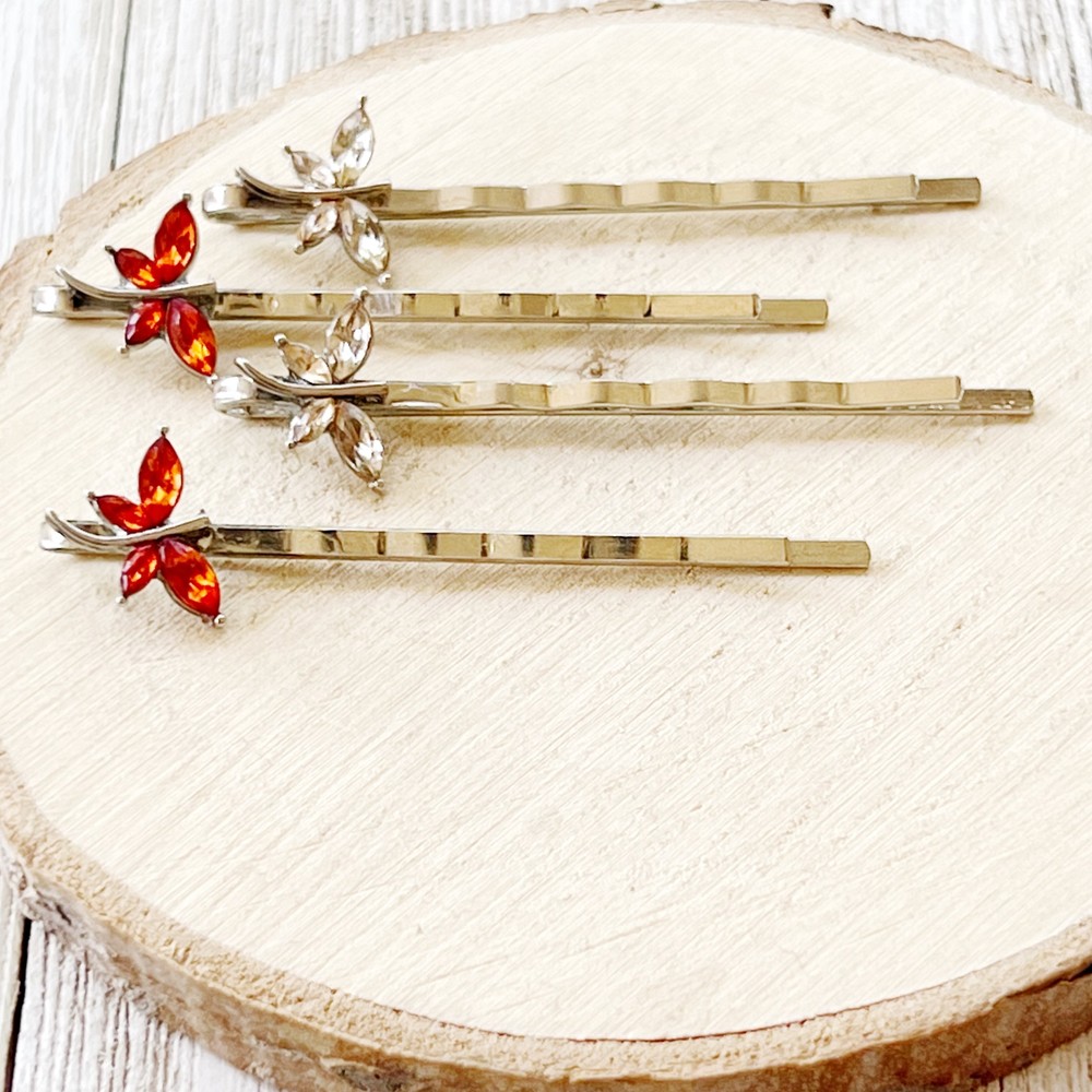 Orange & Light Brown Dragonfly Hair Pin, Hair Pins For Woman, Womens Hair Clip,