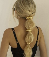 3 Piece faux Gold Pony Hair Cuff, Hair Tie, Hair Jewelry, Hair Accessories 🎀