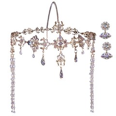 1920s Flapper Headpiece + Earrings Crystal Rhinestone Head Pieces Roaring 20s…