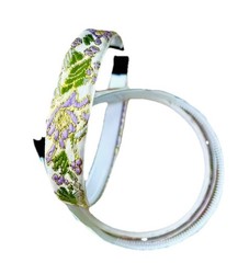 Vintage Retro Green And Purple Embroidered Lace Fabric Hair Band Headband
