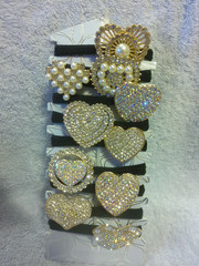 Set Of 10 Heart Bling Hair Elastic Bank Accessories New