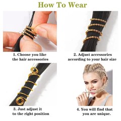 280 Pcs Gold Hair Jewelry Braid, Hair Accessory, Hair Dreadlock Accessory Bra…