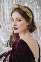 Gold Black Twisted Retro Pleated Headband for Women-Fabric Party Accessory