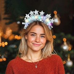 Light Up Star Headband LED Stars Silver Gold Tinsel Party Costume Hair